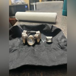 Monies brand sterling silver ring with big square Swarovski crystal